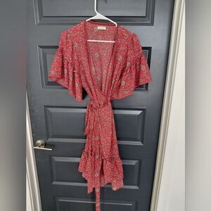 🌟 Max Studio Red Asymmetrical Floral Dress